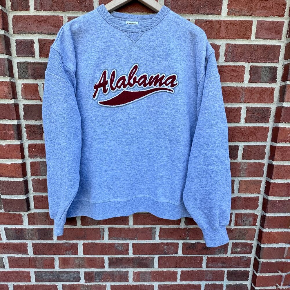 Alabama VTG Red Oak Sportswear Sweatshirt Adult Medium Gray Script Chenille Logo